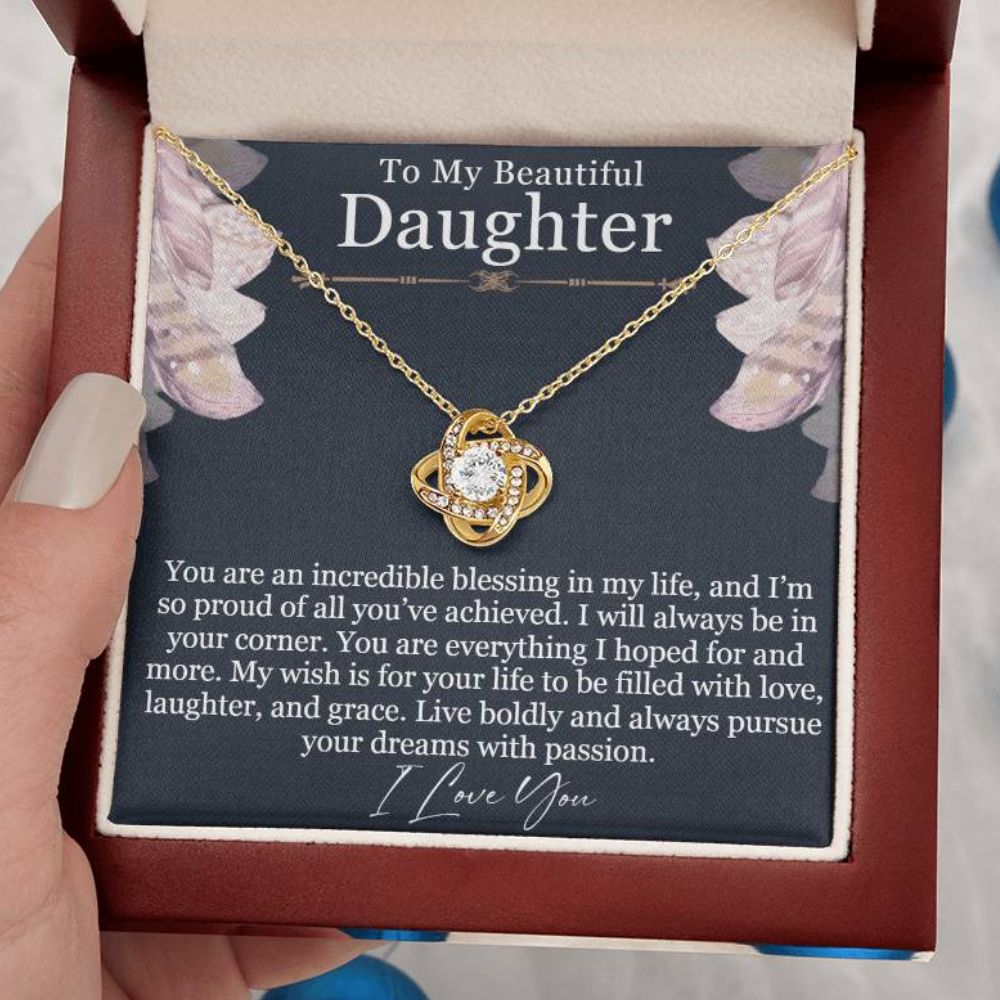 To my beautiful bonus daughter - An incredible blessing - Love Knot Necklace