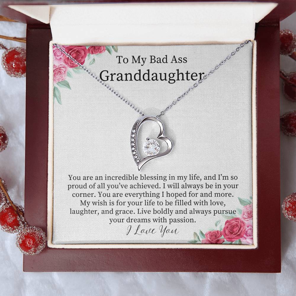 To My Bad Ass Granddaughter - Incredible Blessing - Forever Love Necklace