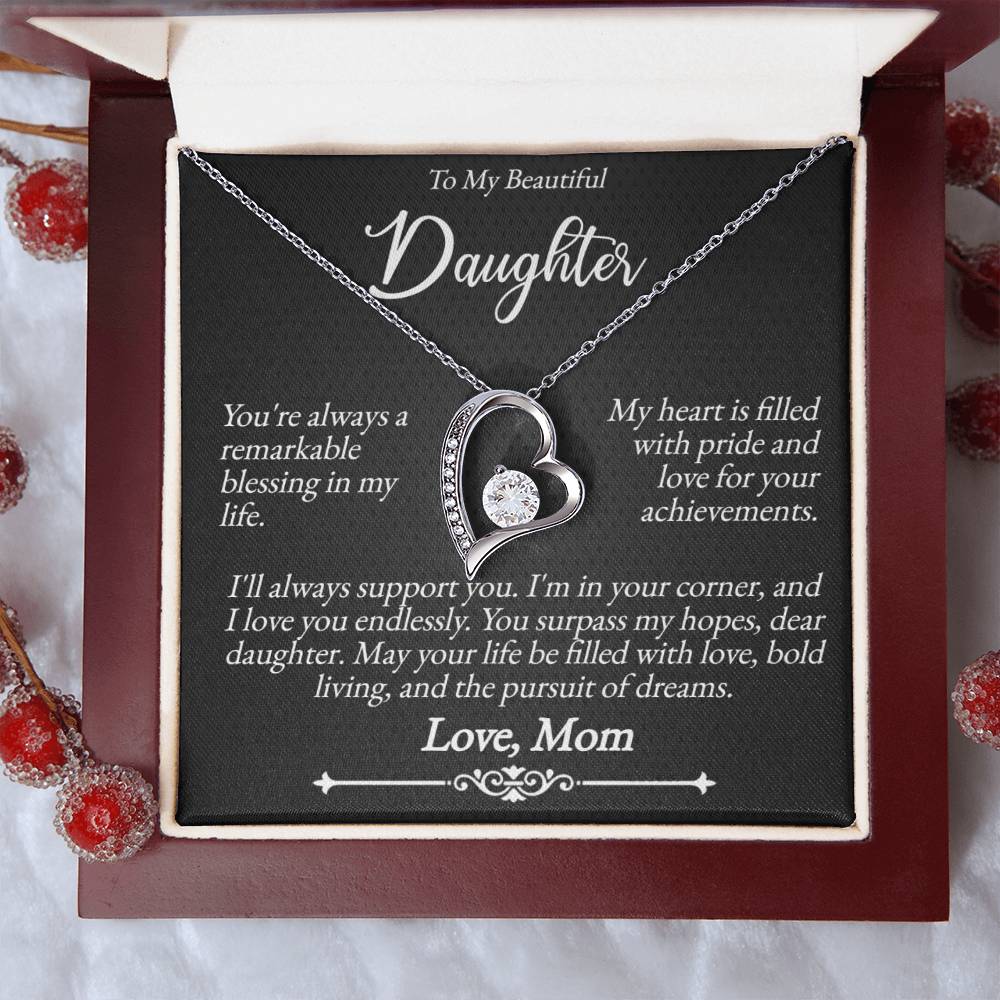 To My Beautiful Daughter - A Remarkable Blessing - Forever Love Necklace