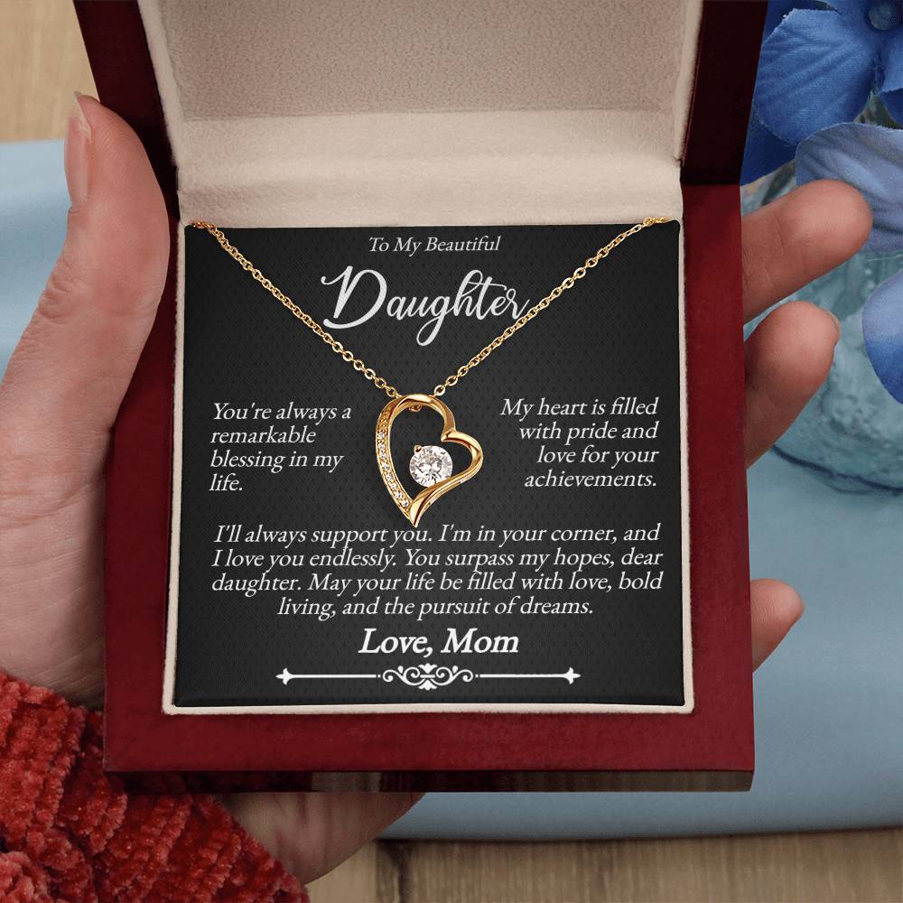 To My Beautiful Daughter - A Remarkable Blessing - Forever Love Necklace