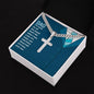 For My Husband Personalized Steel Cross Necklace on Cuban Chain w/ MC