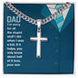 For My Husband Personalized Steel Cross Necklace on Cuban Chain w/ MC