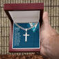 For My Husband Personalized Steel Cross Necklace on Cuban Chain w/ MC
