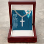 For My Husband Personalized Steel Cross Necklace on Cuban Chain w/ MC