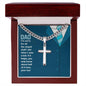 For My Husband Personalized Steel Cross Necklace on Cuban Chain w/ MC