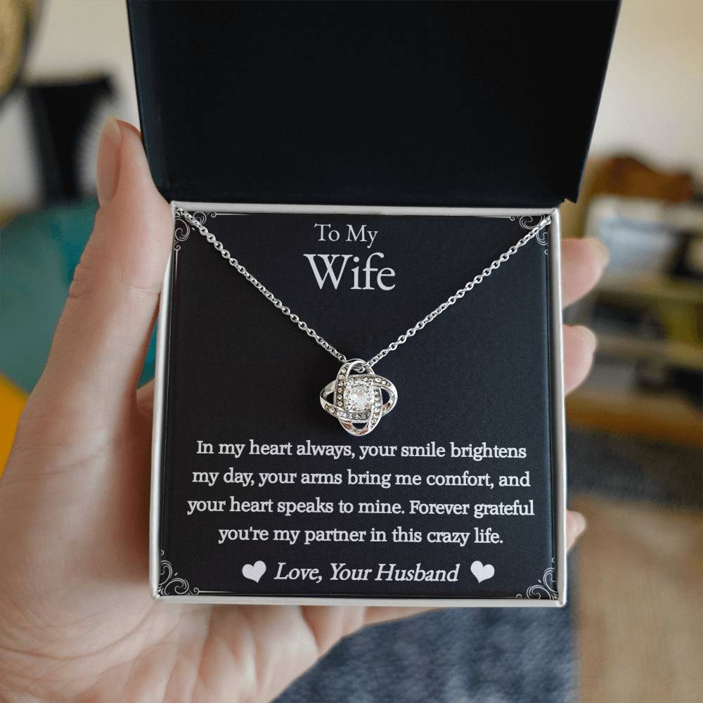 To My Wife - In My Heart - Love Knot Necklace