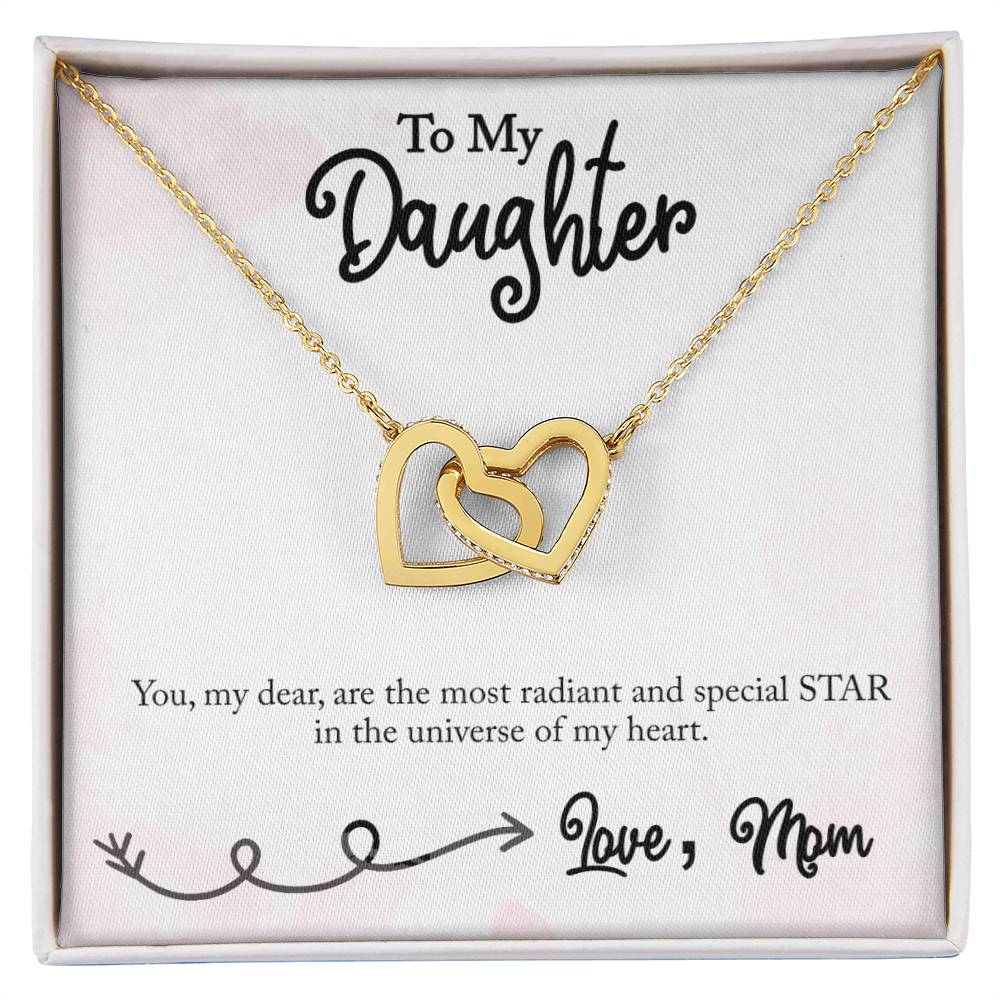 To My Daughter - Star...Of My Heart - Interlocking Heart Necklace