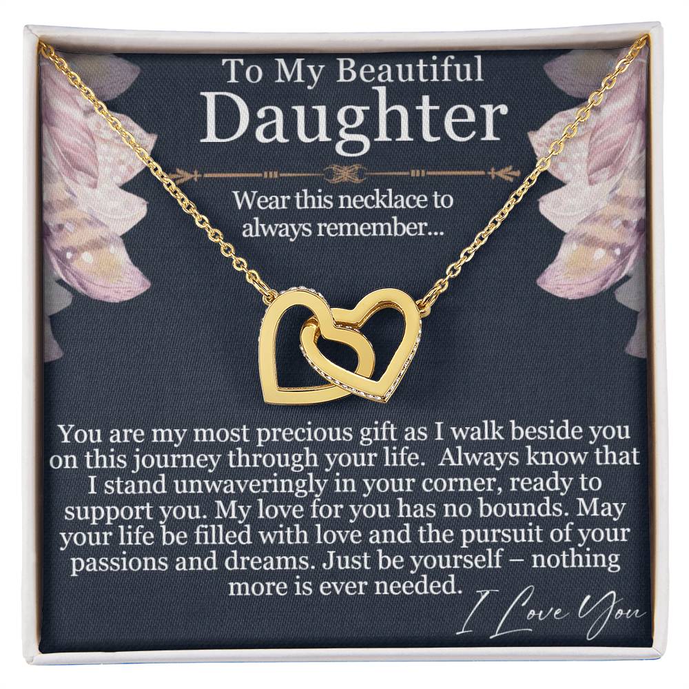 To My Beautiful Daughter - My Most Precious Gift - Interlocking Hearts Necklace