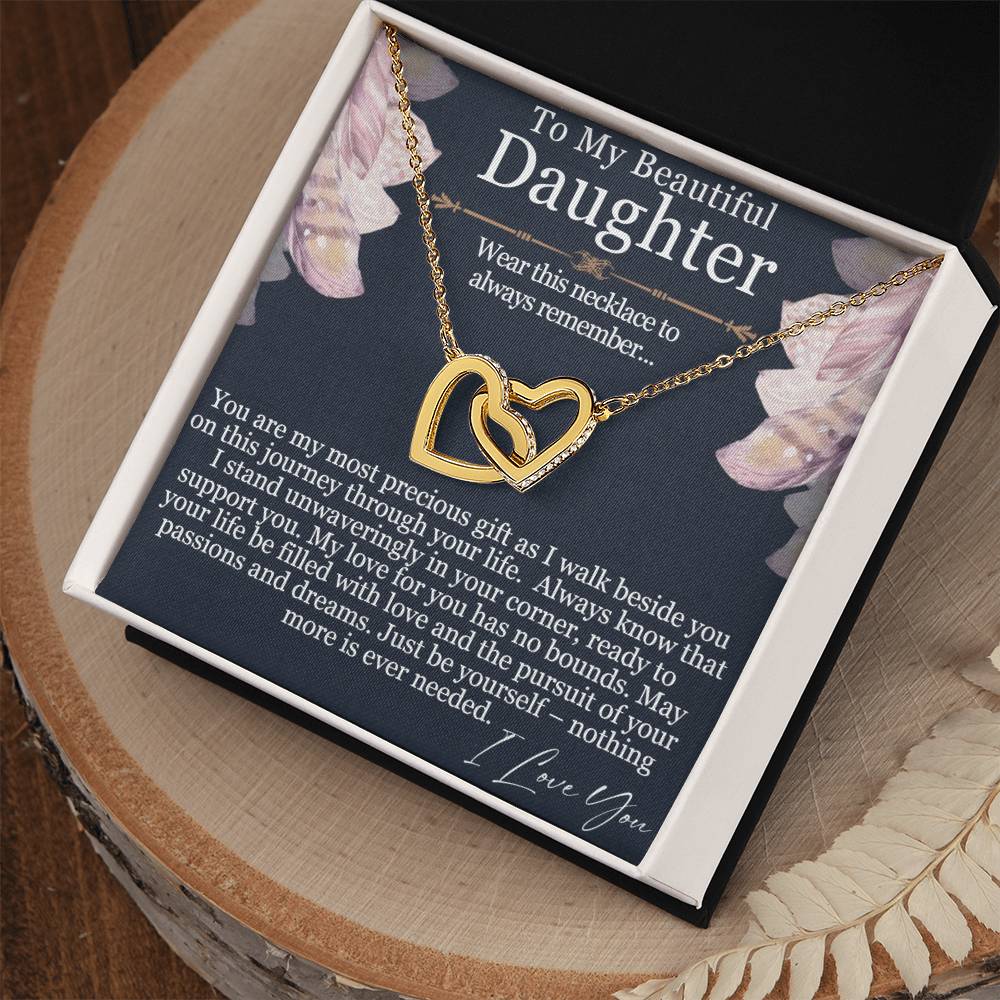 To My Beautiful Daughter - My Most Precious Gift - Interlocking Hearts Necklace