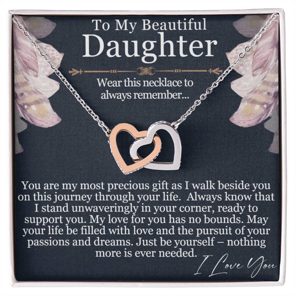 To My Beautiful Daughter - My Most Precious Gift - Interlocking Hearts Necklace