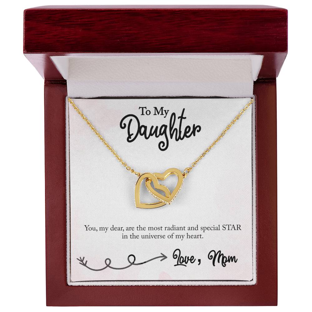 To My Daughter - Star...Of My Heart - Interlocking Heart Necklace