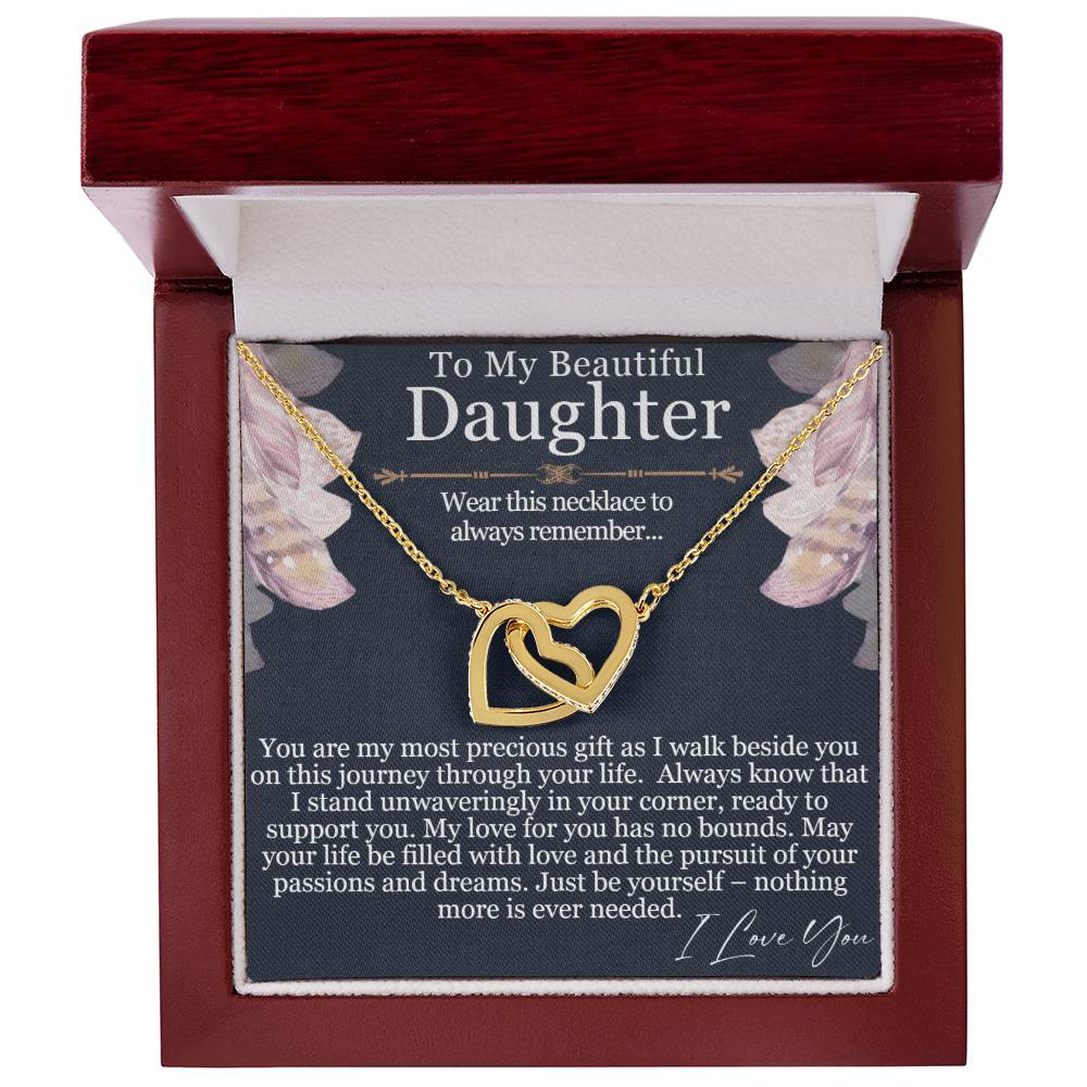 To My Beautiful Daughter - My Most Precious Gift - Interlocking Hearts Necklace