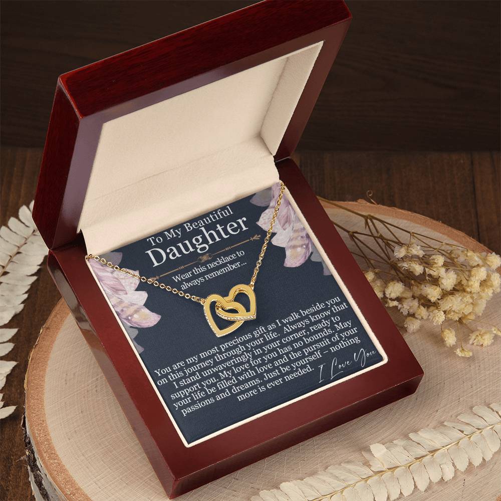 To My Beautiful Daughter - My Most Precious Gift - Interlocking Hearts Necklace