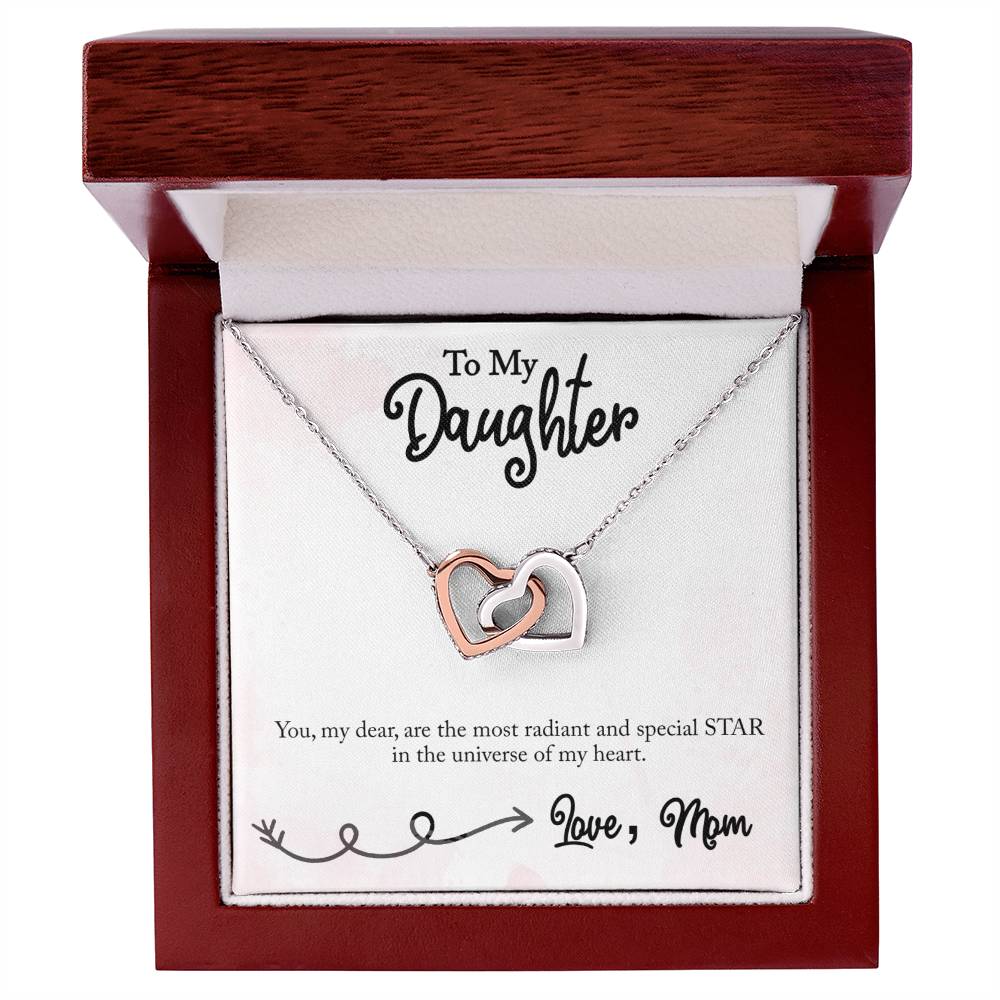 To My Daughter - Star...Of My Heart - Interlocking Heart Necklace