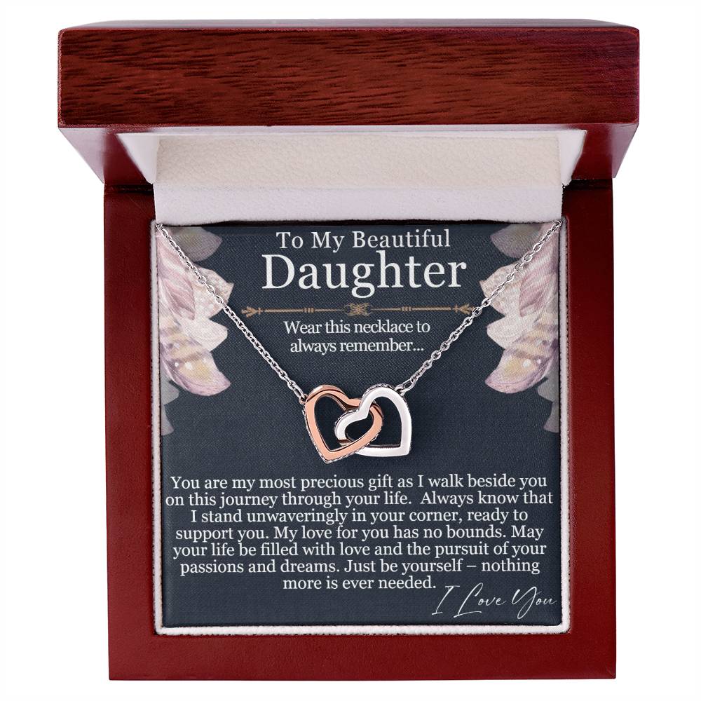 To My Beautiful Daughter - My Most Precious Gift - Interlocking Hearts Necklace