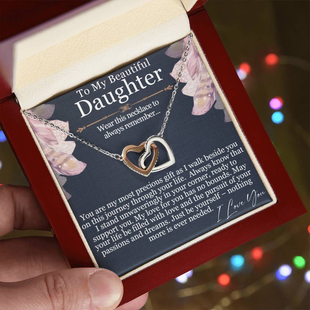 To My Beautiful Daughter - My Most Precious Gift - Interlocking Hearts Necklace