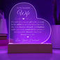 To My Beautiful Wife - Engraved Acrylic Heart LED Base