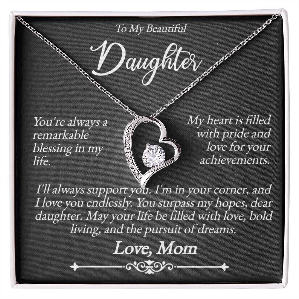 To My Beautiful Daughter - A Remarkable Blessing - Forever Love Necklace