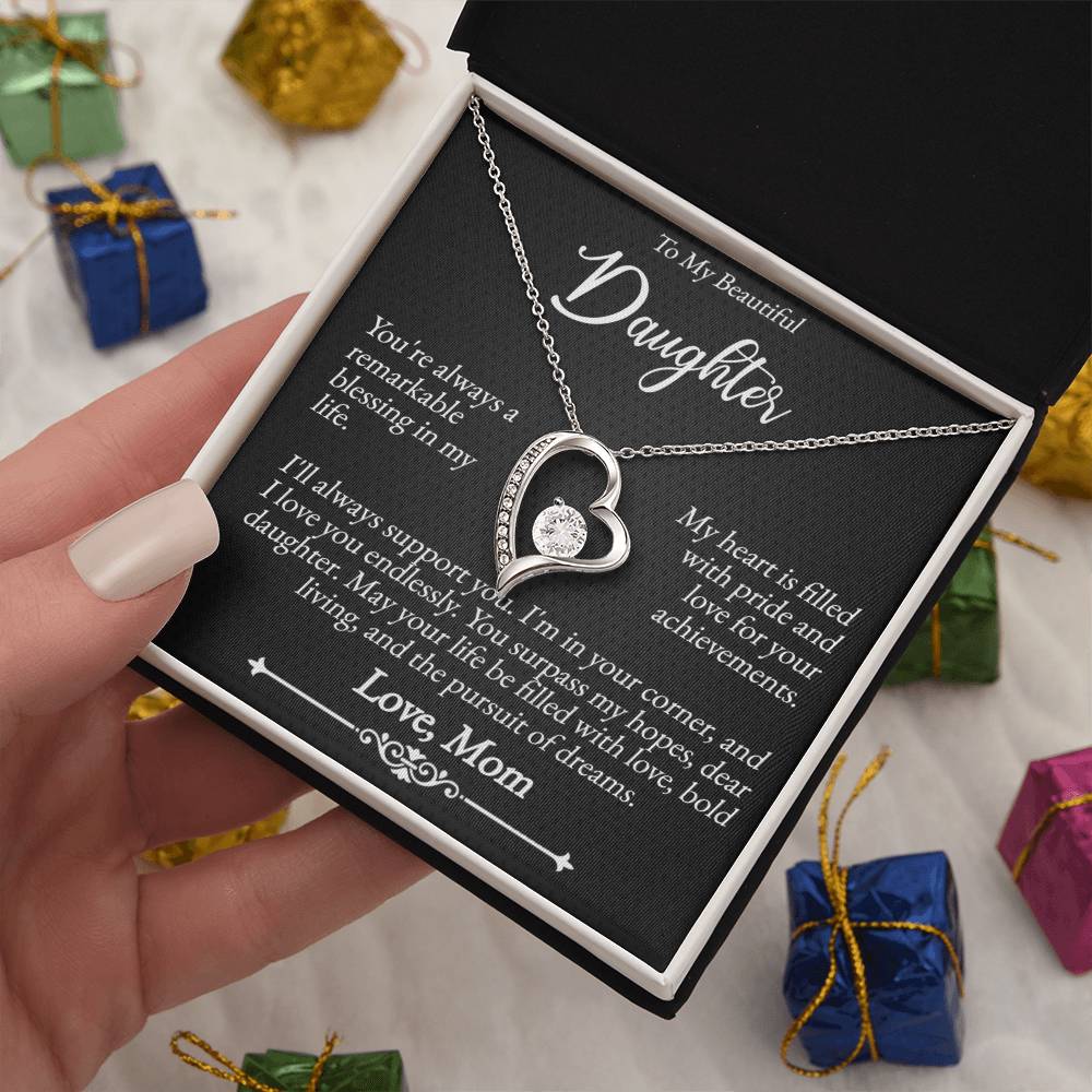To My Beautiful Daughter - A Remarkable Blessing - Forever Love Necklace