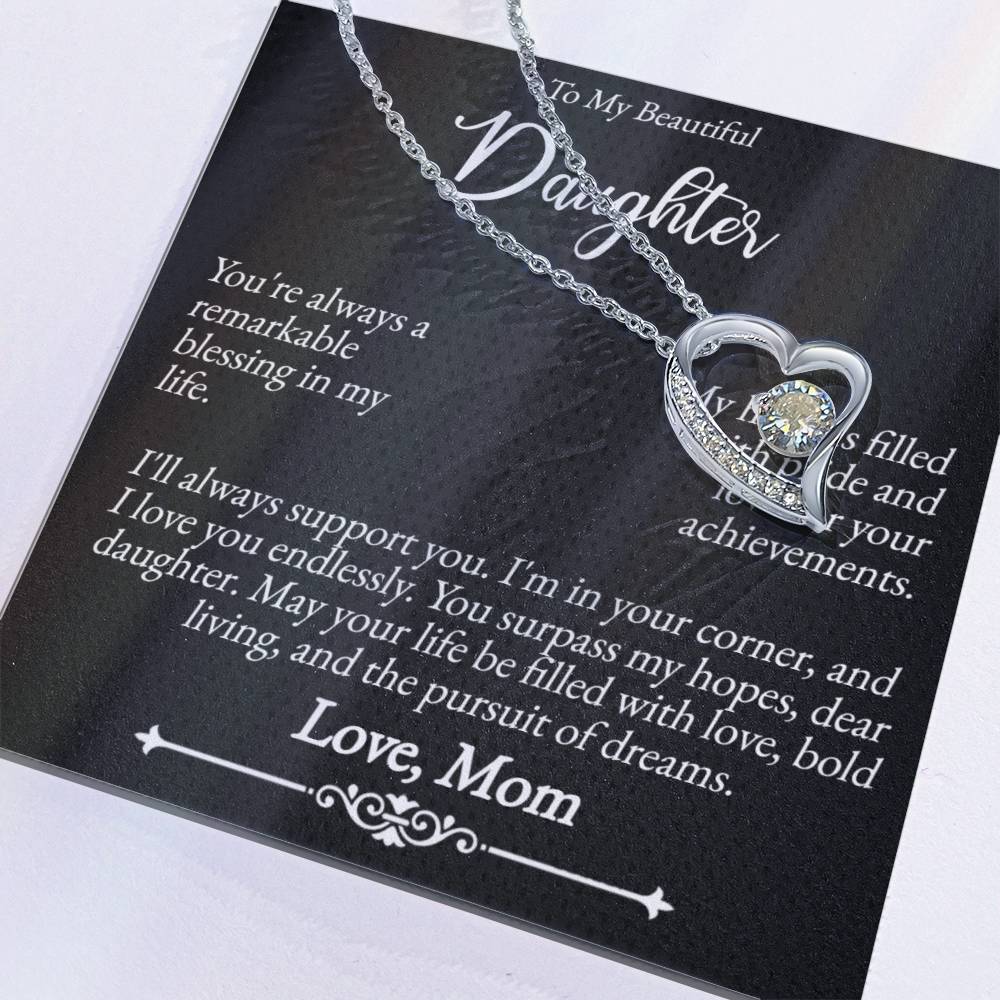 To My Beautiful Daughter - A Remarkable Blessing - Forever Love Necklace