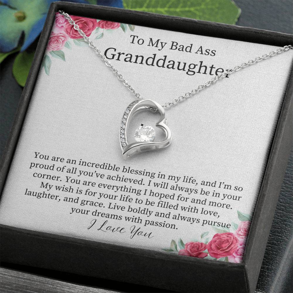 To My Bad Ass Granddaughter - Incredible Blessing - Forever Love Necklace
