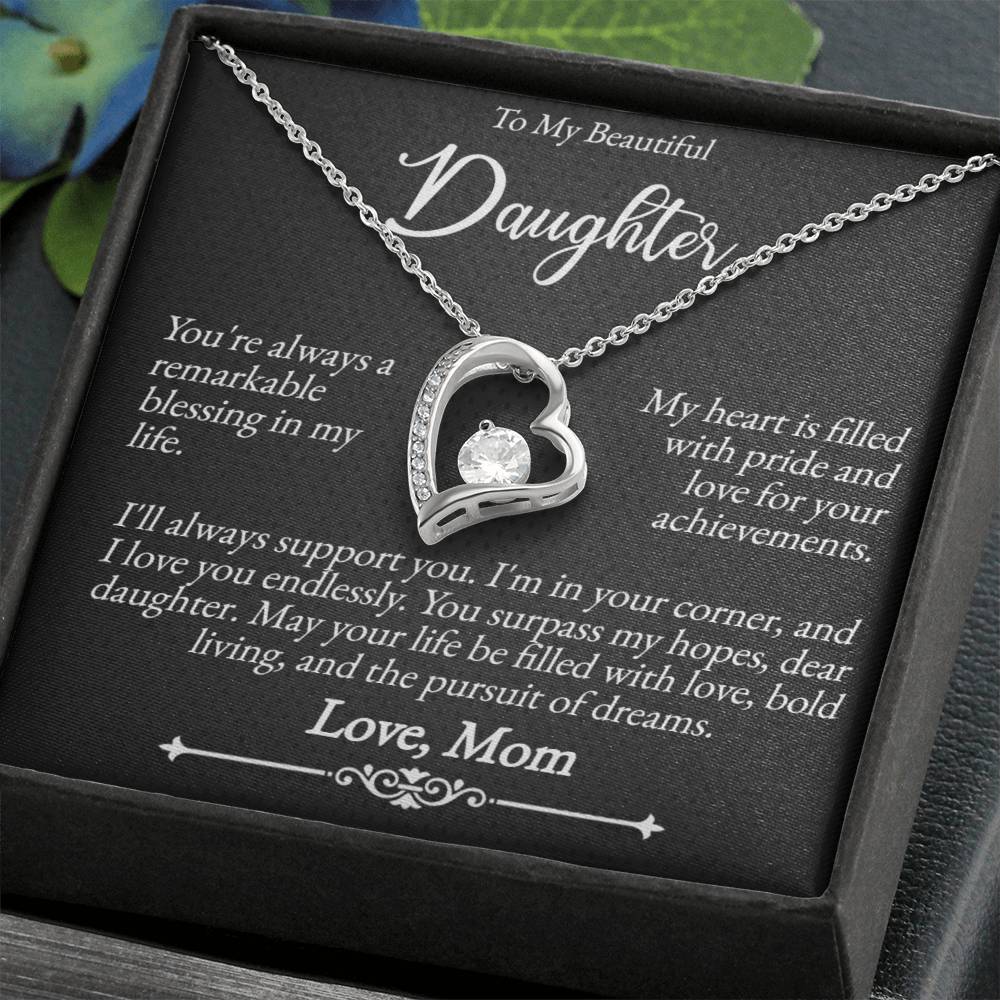 To My Beautiful Daughter - A Remarkable Blessing - Forever Love Necklace