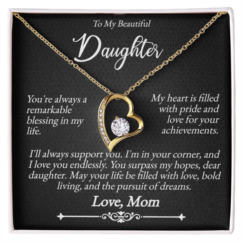 To My Beautiful Daughter - A Remarkable Blessing - Forever Love Necklace