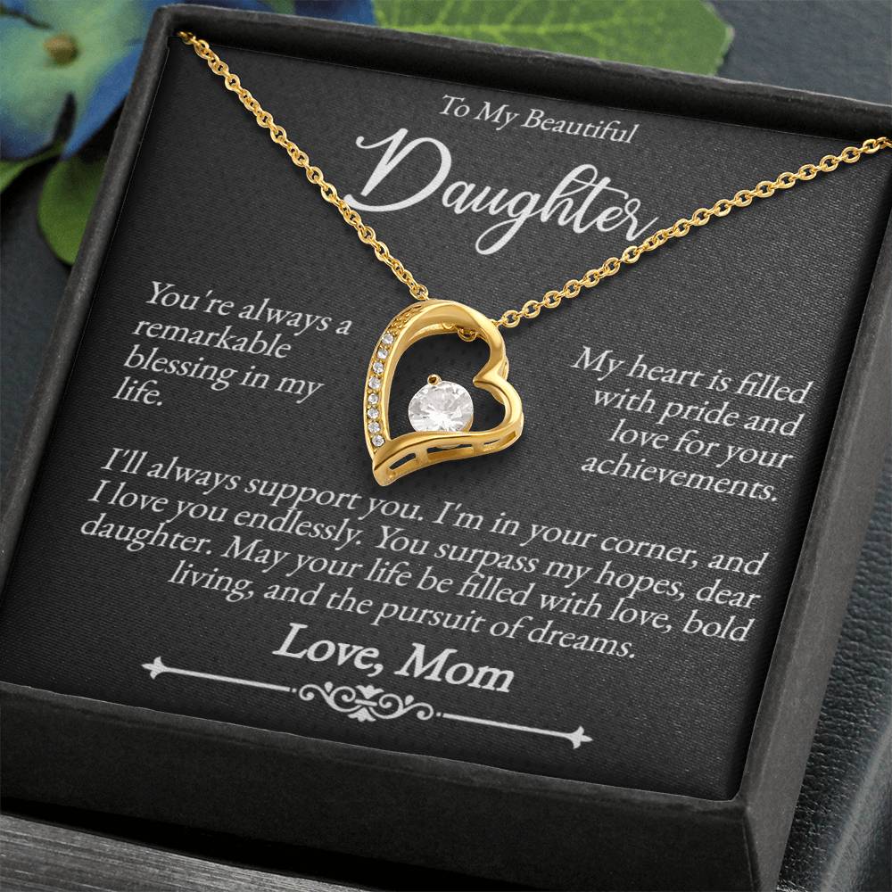 To My Beautiful Daughter - A Remarkable Blessing - Forever Love Necklace