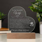 To My Beautiful Wife - Deeply in Love - Engraved Acrylic Heart LED Base