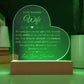 To My Beautiful Wife Engraved Acrylic Heart LED Base