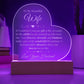 To My Beautiful Wife Engraved Acrylic Heart LED Base